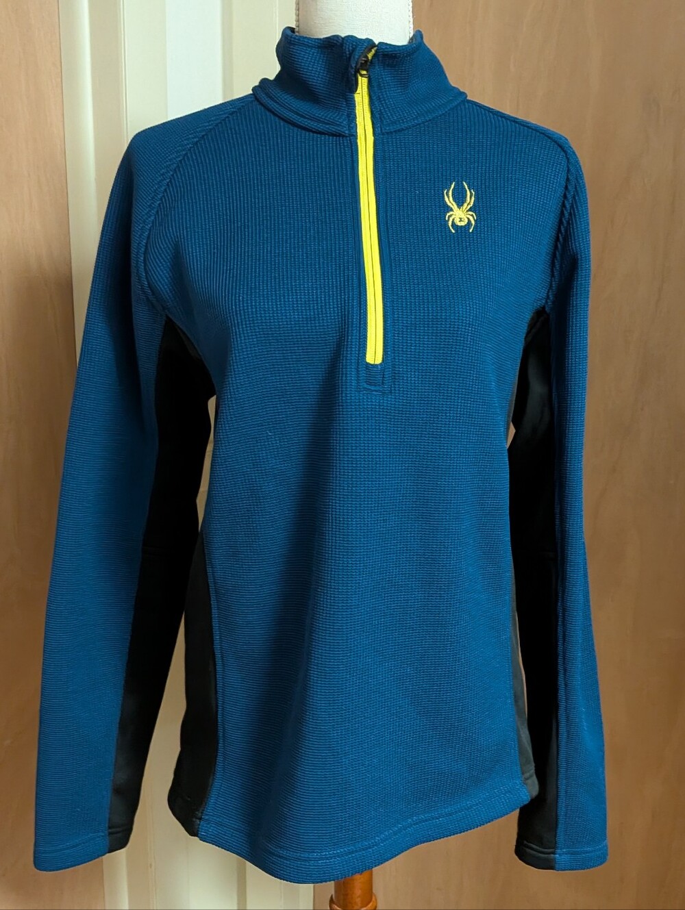 Spyder Women's M Blue Yellow Quarter Zip Pullover Ski Hiking Fleece
